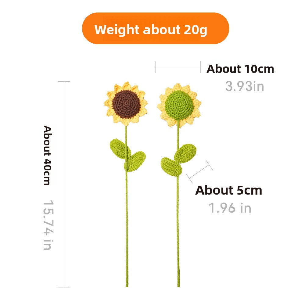 Finished Sunflower Handmade Knitted Artificial Flower Faux Yarn Flower Decoration Sunflower Flower Valentine's Day Teacher's Day Gift
