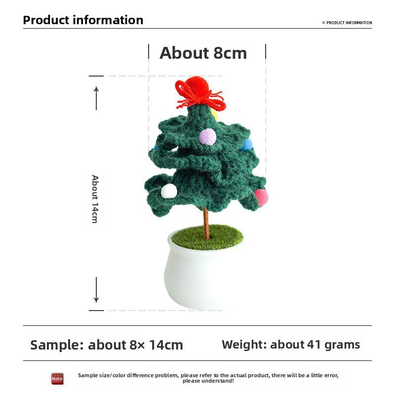 Finished Hand-Woven Linglan Potted Home Decoration Knitted Artificial Flower Wool Crocheted Bouquet Fake Flower Gift
