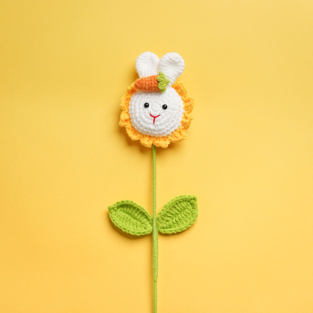 Finished Sunflower Handmade Knitted Artificial Flower Faux Yarn Flower Decoration Sunflower Flower Valentine's Day Teacher's Day Gift