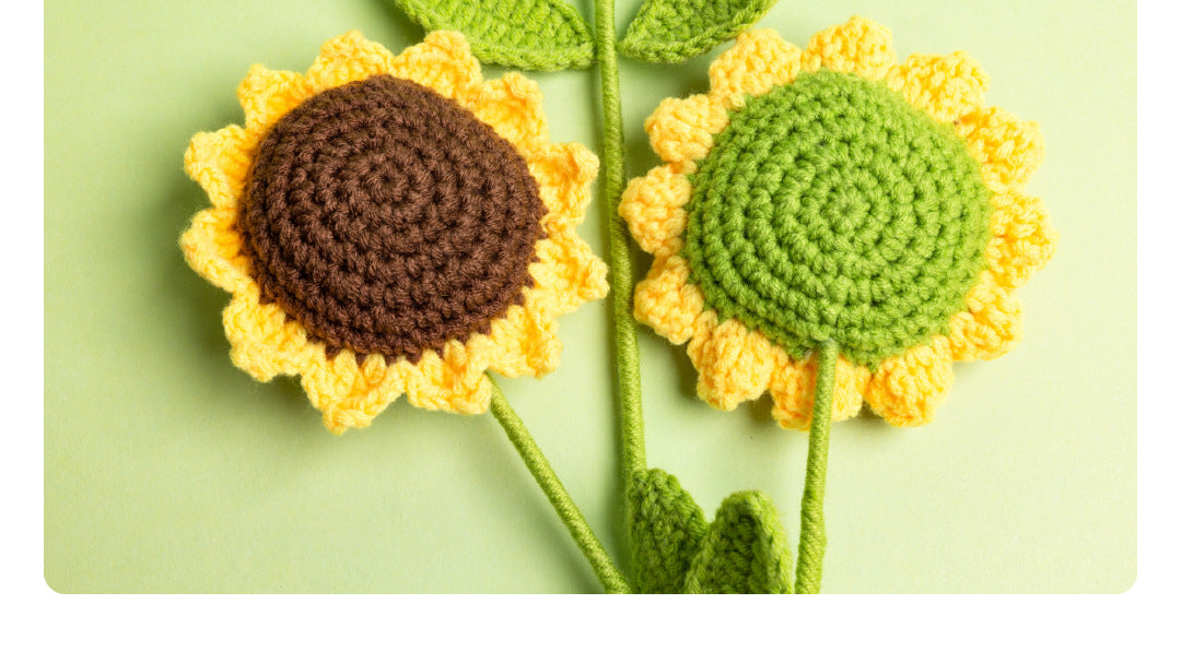 Finished Sunflower Handmade Knitted Artificial Flower Faux Yarn Flower Decoration Sunflower Flower Valentine's Day Teacher's Day Gift