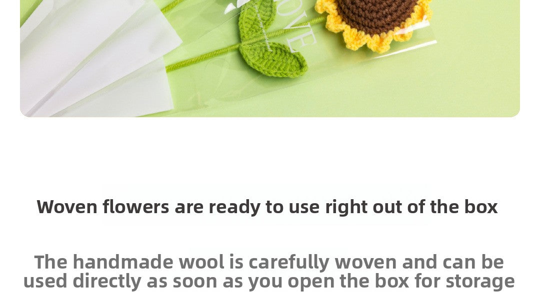 Finished Sunflower Handmade Knitted Artificial Flower Faux Yarn Flower Decoration Sunflower Flower Valentine's Day Teacher's Day Gift