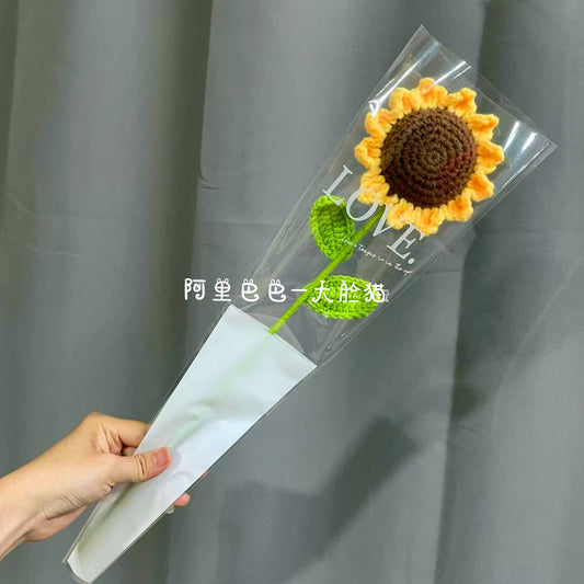 Finished Sunflower Handmade Knitted Artificial Flower Faux Yarn Flower Decoration Sunflower Flower Valentine's Day Teacher's Day Gift