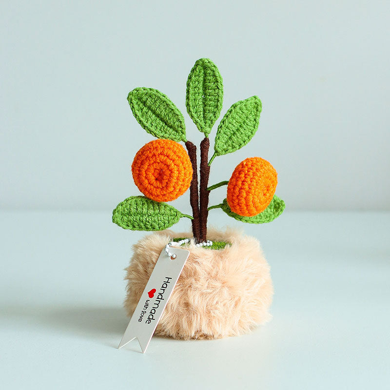Finished Hand-Woven Linglan Potted Home Decoration Knitted Artificial Flower Wool Crocheted Bouquet Fake Flower Gift