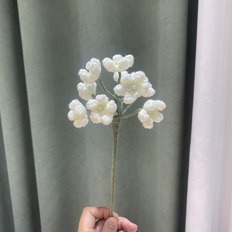 Finished Handmade Woven Rose Lily of the Valley Sunflower Artificial Flower Yarn Knitted Bouquet Floral Arrangement Gift