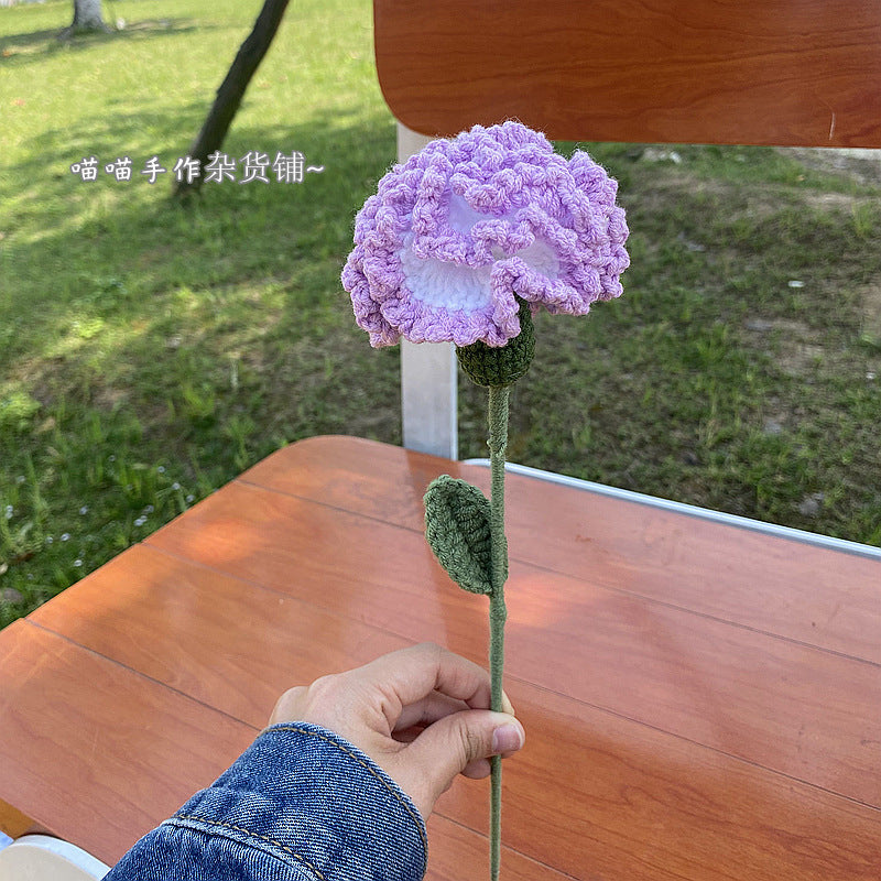 Finished Handmade Woven Rose Lily of the Valley Sunflower Artificial Flower Yarn Knitted Bouquet Floral Arrangement Gift