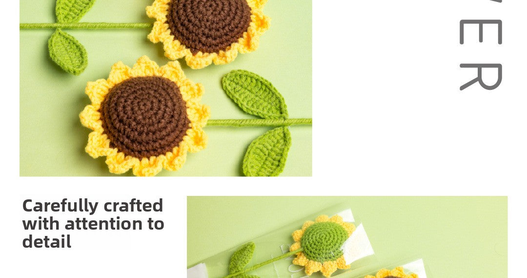 Finished Sunflower Handmade Knitted Artificial Flower Faux Yarn Flower Decoration Sunflower Flower Valentine's Day Teacher's Day Gift
