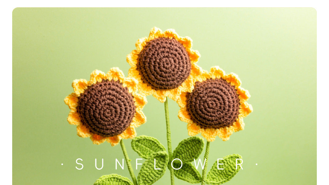 Finished Sunflower Handmade Knitted Artificial Flower Faux Yarn Flower Decoration Sunflower Flower Valentine's Day Teacher's Day Gift