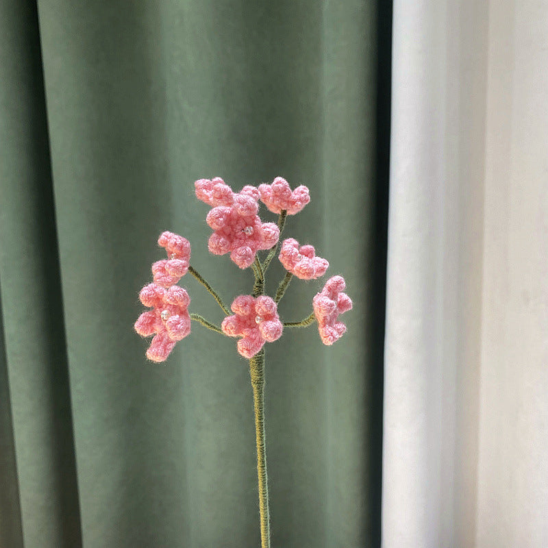 Finished Handmade Woven Rose Lily of the Valley Sunflower Artificial Flower Yarn Knitted Bouquet Floral Arrangement Gift