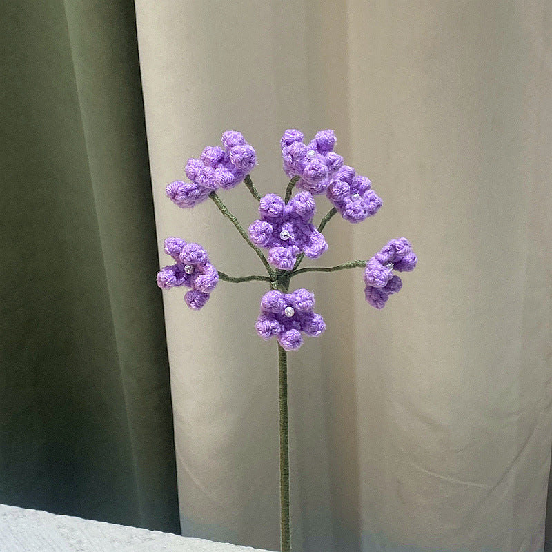 Finished Handmade Woven Rose Lily of the Valley Sunflower Artificial Flower Yarn Knitted Bouquet Floral Arrangement Gift