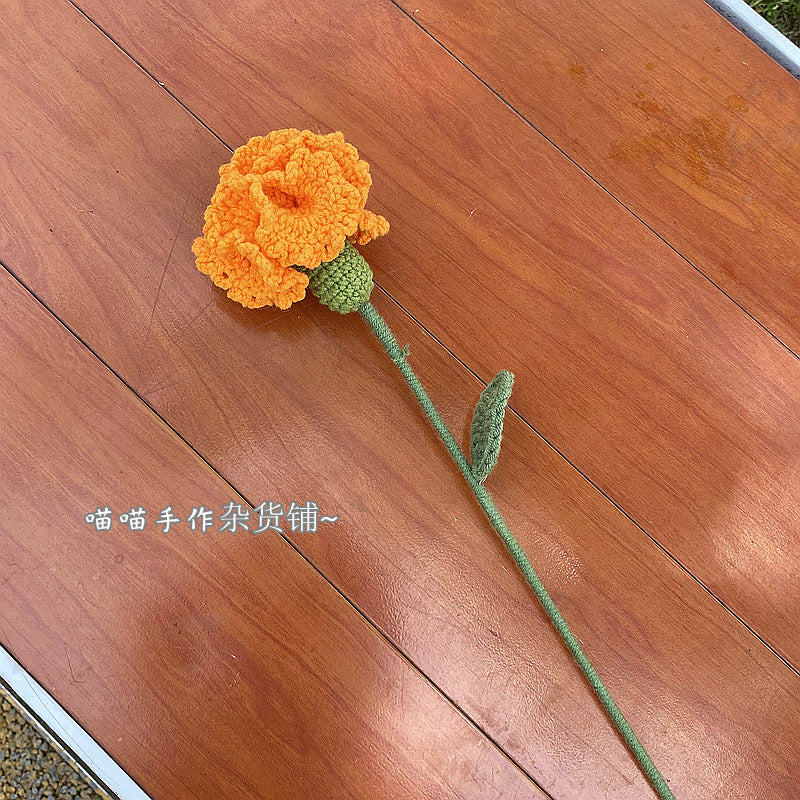 Finished Handmade Woven Rose Lily of the Valley Sunflower Artificial Flower Yarn Knitted Bouquet Floral Arrangement Gift