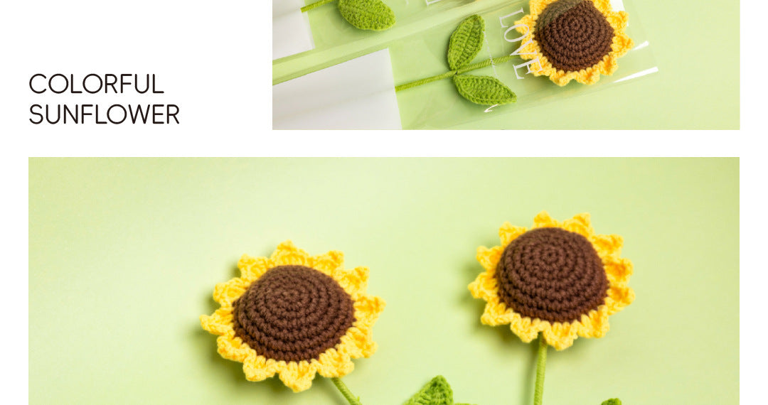 Finished Sunflower Handmade Knitted Artificial Flower Faux Yarn Flower Decoration Sunflower Flower Valentine's Day Teacher's Day Gift
