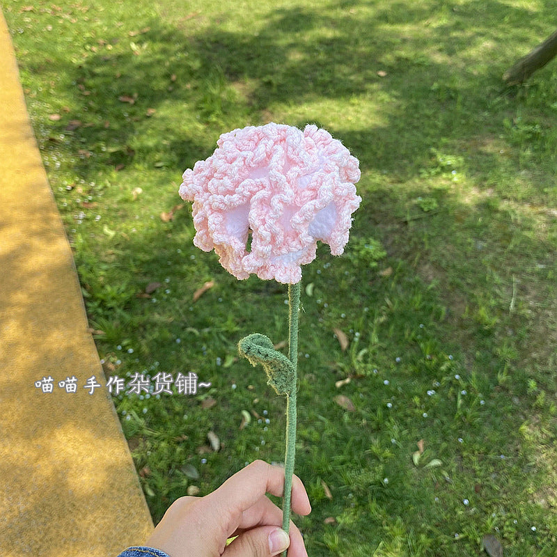 Finished Handmade Woven Rose Lily of the Valley Sunflower Artificial Flower Yarn Knitted Bouquet Floral Arrangement Gift