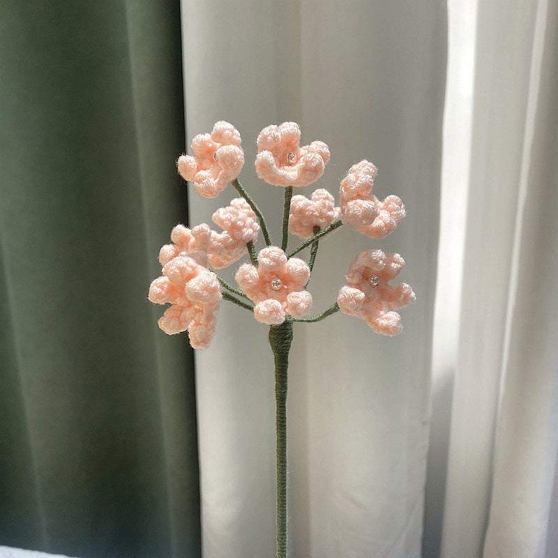 Finished Handmade Woven Rose Lily of the Valley Sunflower Artificial Flower Yarn Knitted Bouquet Floral Arrangement Gift