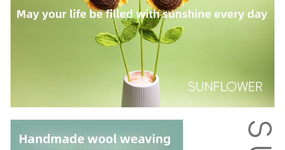 Finished Sunflower Handmade Knitted Artificial Flower Faux Yarn Flower Decoration Sunflower Flower Valentine's Day Teacher's Day Gift