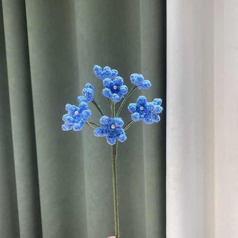 Finished Handmade Woven Rose Lily of the Valley Sunflower Artificial Flower Yarn Knitted Bouquet Floral Arrangement Gift