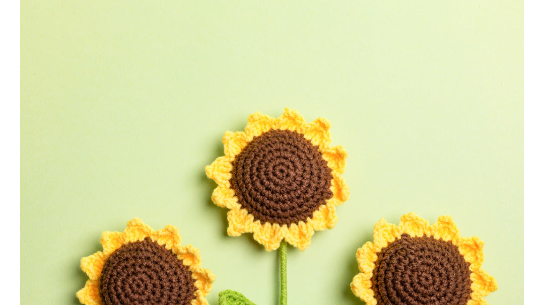 Finished Sunflower Handmade Knitted Artificial Flower Faux Yarn Flower Decoration Sunflower Flower Valentine's Day Teacher's Day Gift