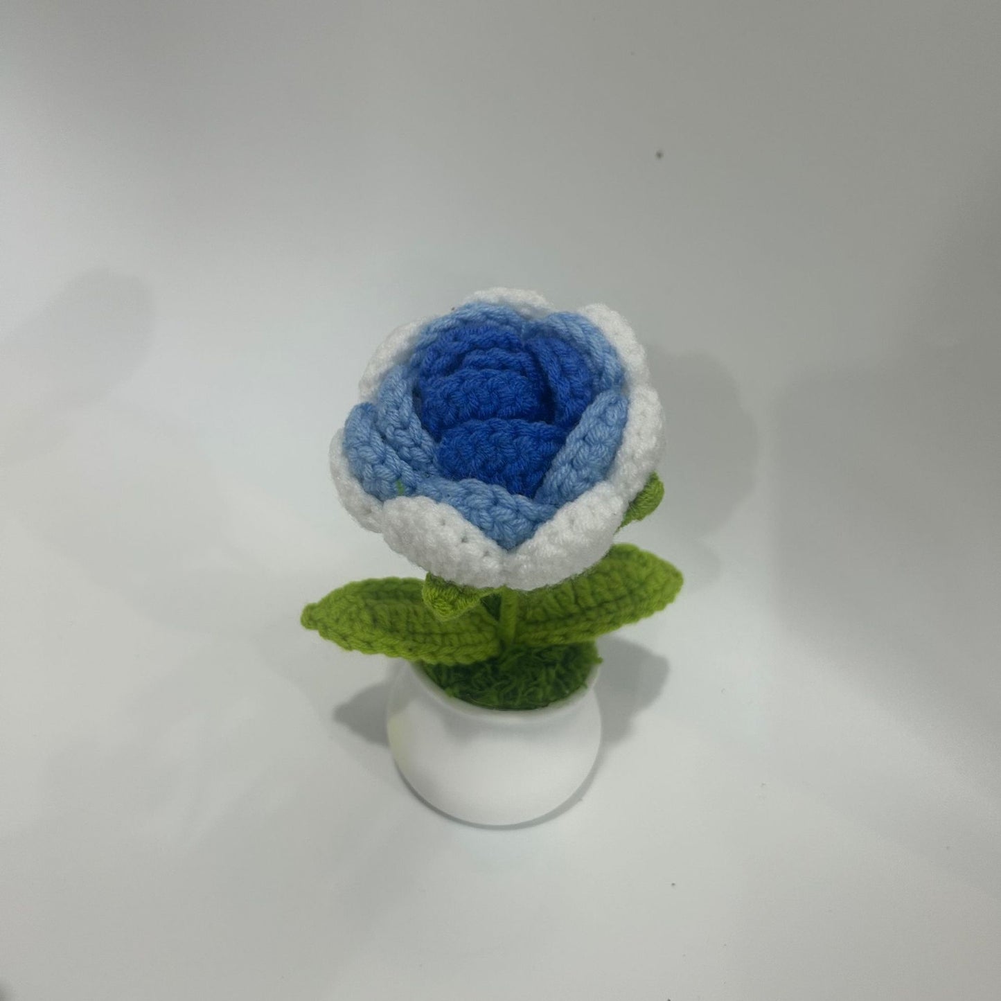 Finished Hand-Woven Linglan Potted Home Decoration Knitted Artificial Flower Wool Crocheted Bouquet Fake Flower Gift