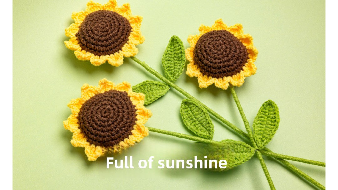 Finished Sunflower Handmade Knitted Artificial Flower Faux Yarn Flower Decoration Sunflower Flower Valentine's Day Teacher's Day Gift