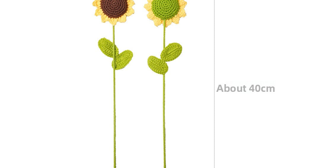 Finished Sunflower Handmade Knitted Artificial Flower Faux Yarn Flower Decoration Sunflower Flower Valentine's Day Teacher's Day Gift
