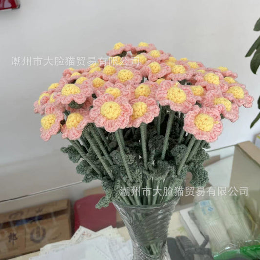 Finished Sunflower Handmade Knitted Artificial Flower Faux Yarn Flower Decoration Sunflower Flower Valentine's Day Teacher's Day Gift